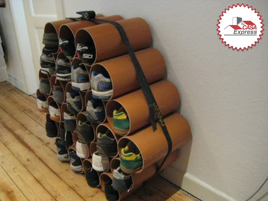 Обувница из пластиковых труб