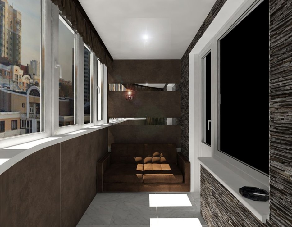 Балкон в коричневых тонах