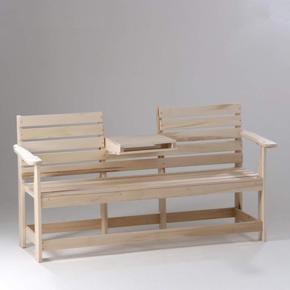 Скамейка, 160?60?90см, из липы, с выдвижным столиком, "Добропаровъ" 1415514