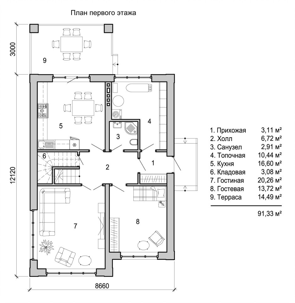 План первого этажа
