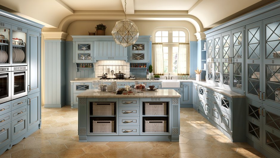 Кухни со стеклянными фасадами в стиле Прованс