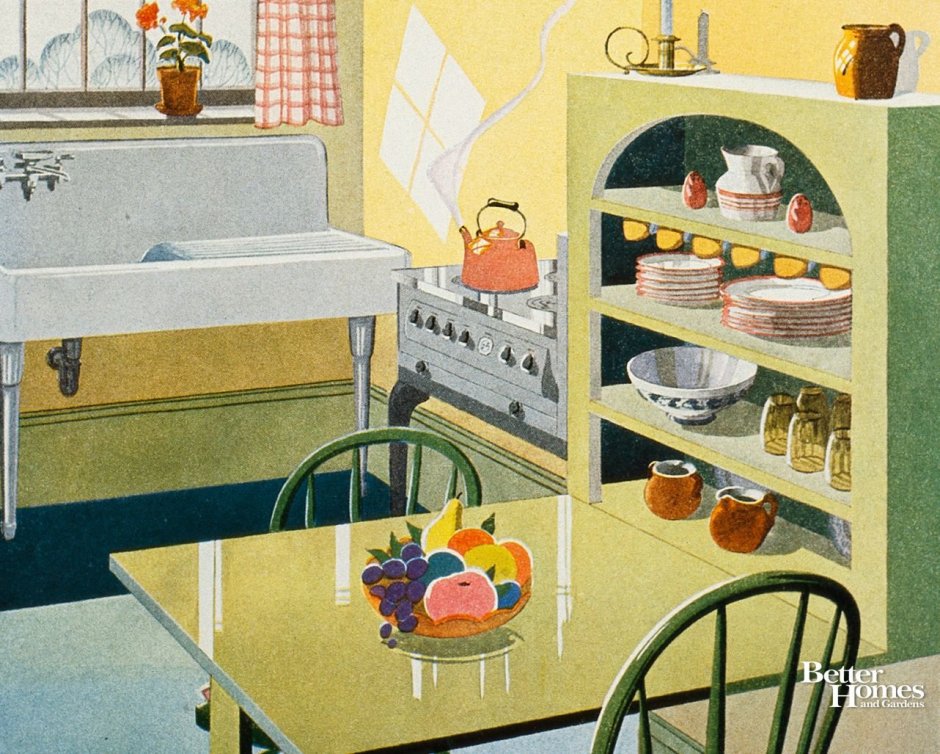 Ретро обои для кухни