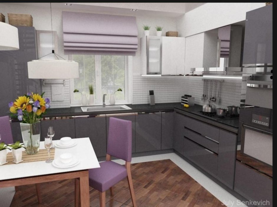 Серо Лавандовая кухня