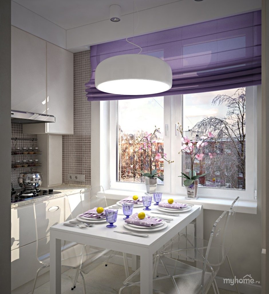 Кухня с сиреневыми акцентами