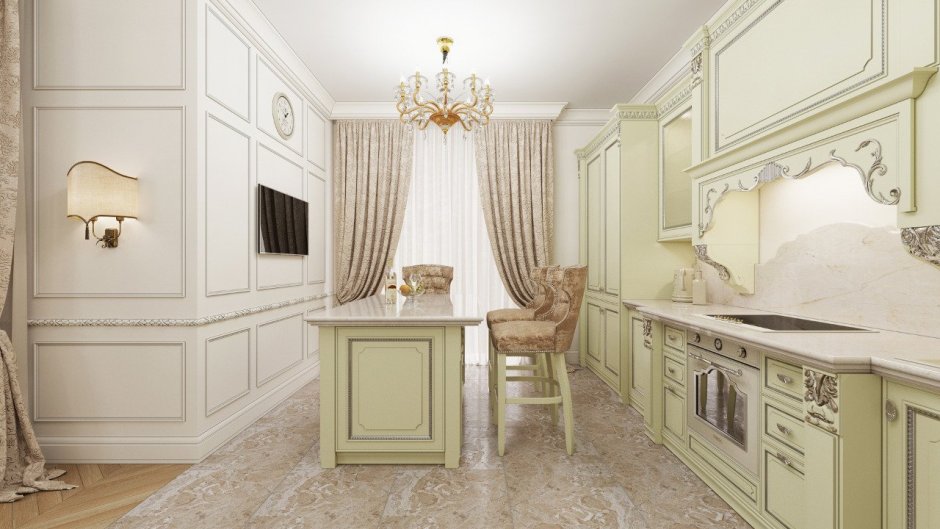 Роскошная кухня в классическом стиле