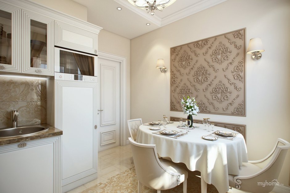 Молдинги в интерьере кухни