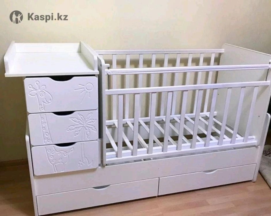 Кроватка трансформер Жирафик с 2 ящиками