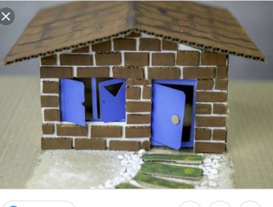 Покраска модели домика из картона