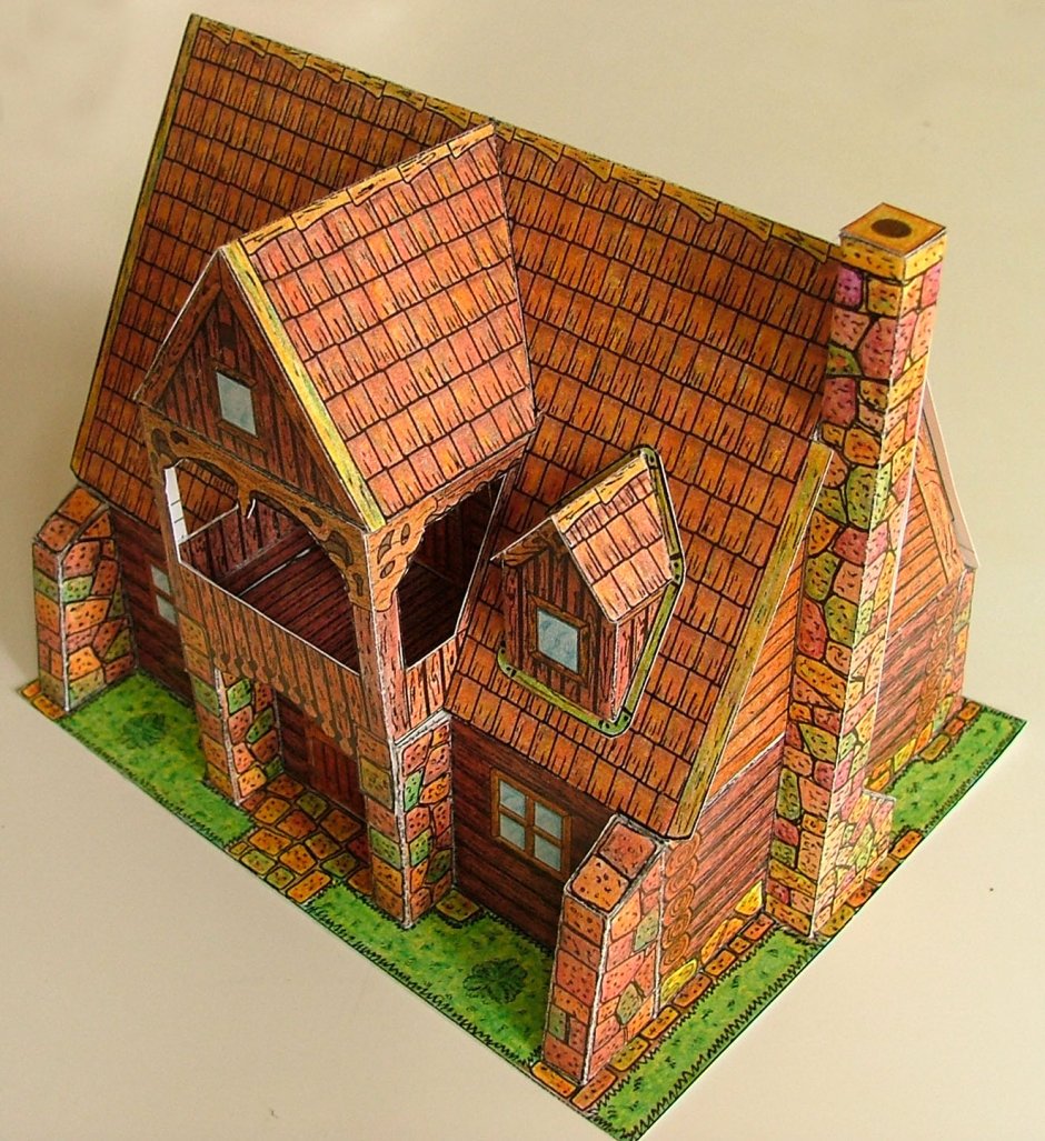 Модель домика из картона