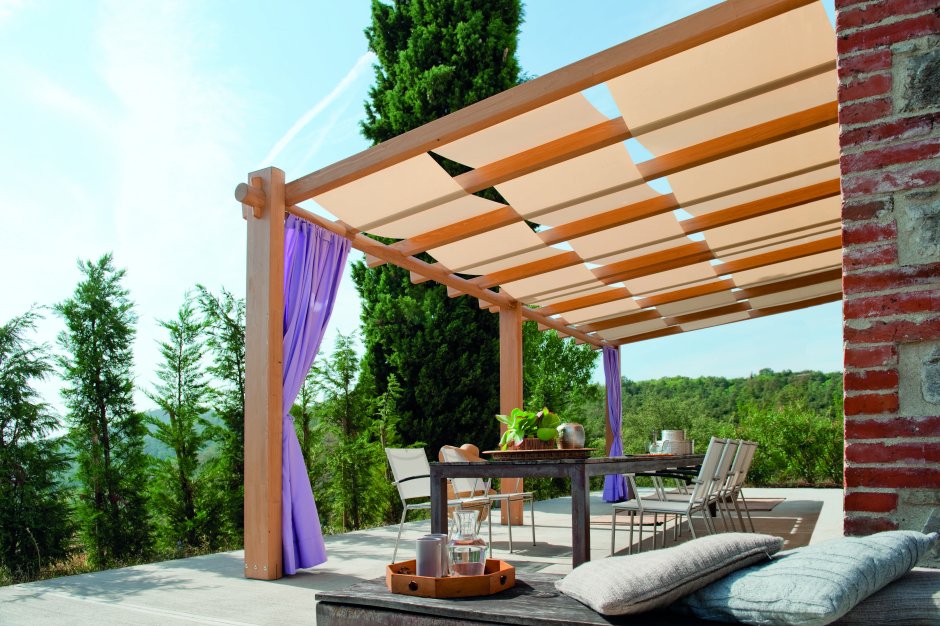 Пергола с крышей из ткани