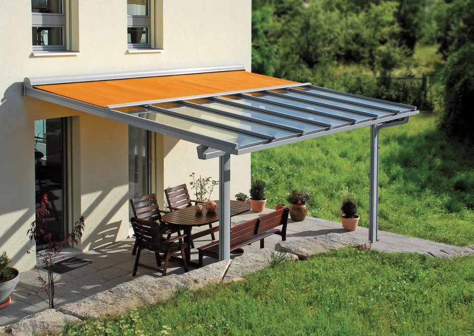 Навес пристроенный к дому