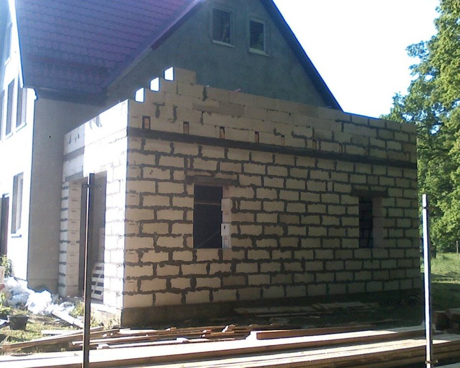 Пристройка из газосиликатных блоков
