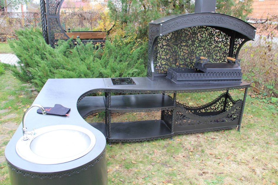 Мангал с раковиной из металла