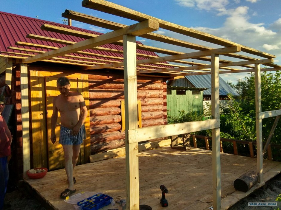 Навес беседка к бане