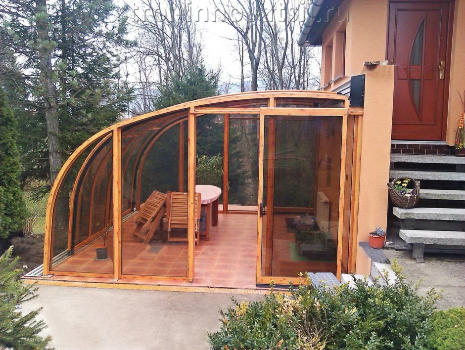 Веранда к бане из поликарбоната