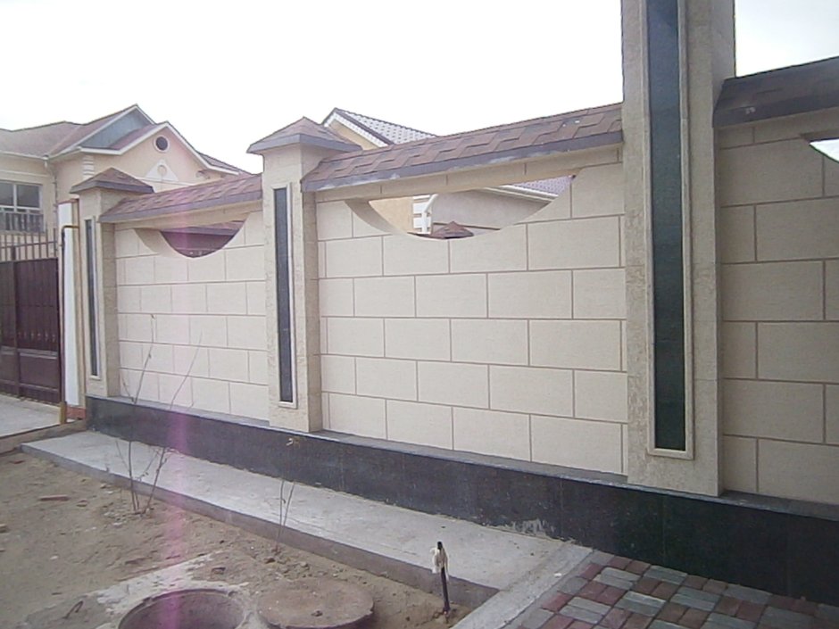 Травертин фасад забор