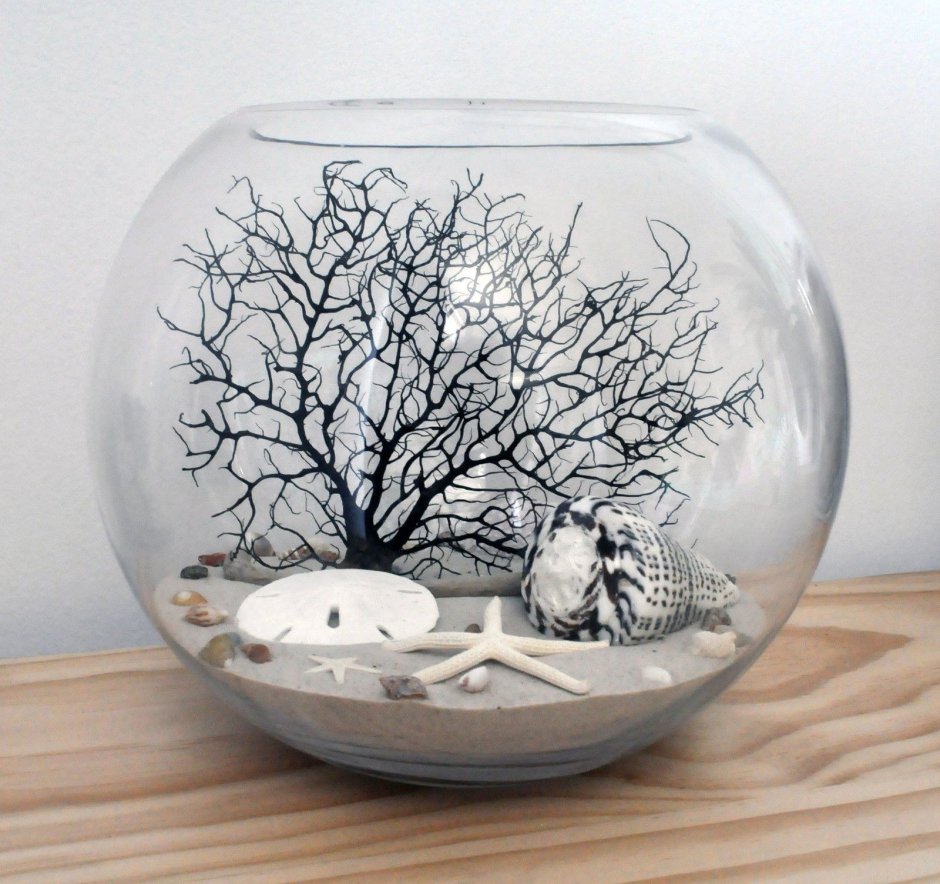 Декор из круглого аквариума