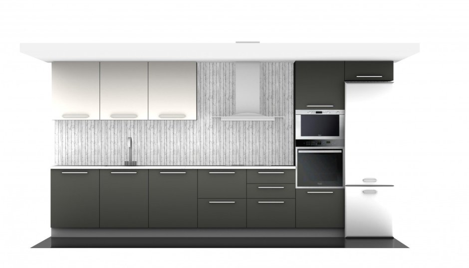 Кухонный гарнитур на белом фоне