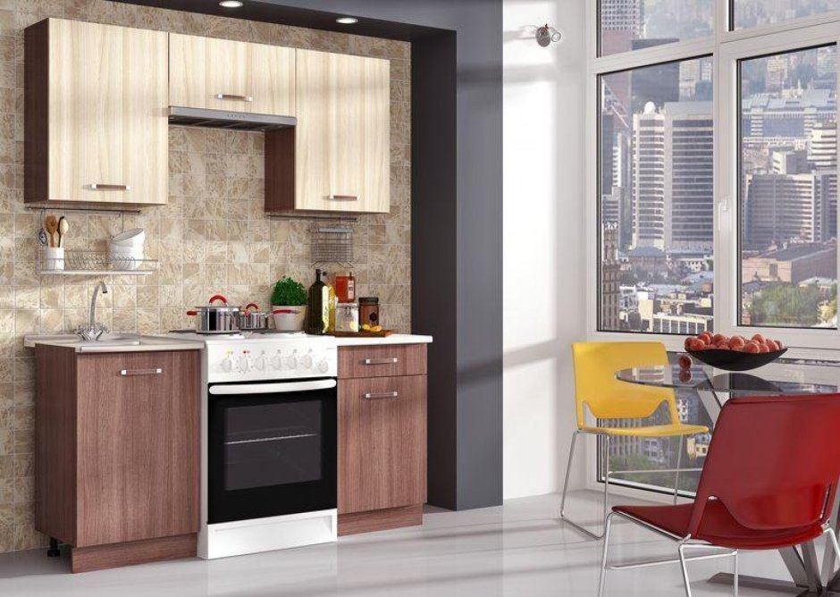 Кухня Татьяна 2.0м ясень темный/светлый