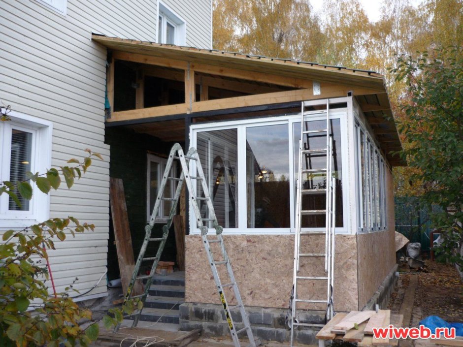 Веранда пристроенная к блочному дому