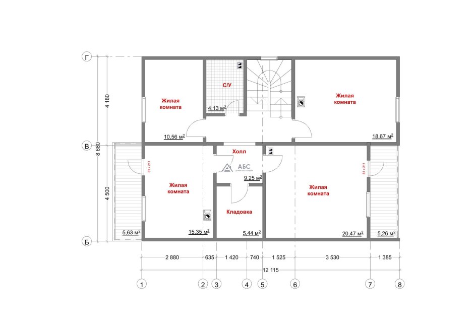 План пристройки к дому 2 комнаты и санузел