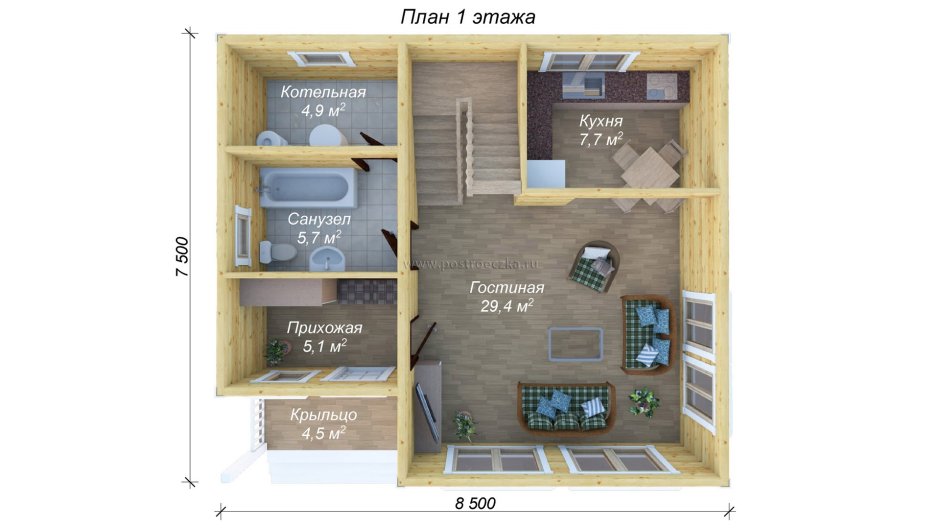 План дома с бойлерной