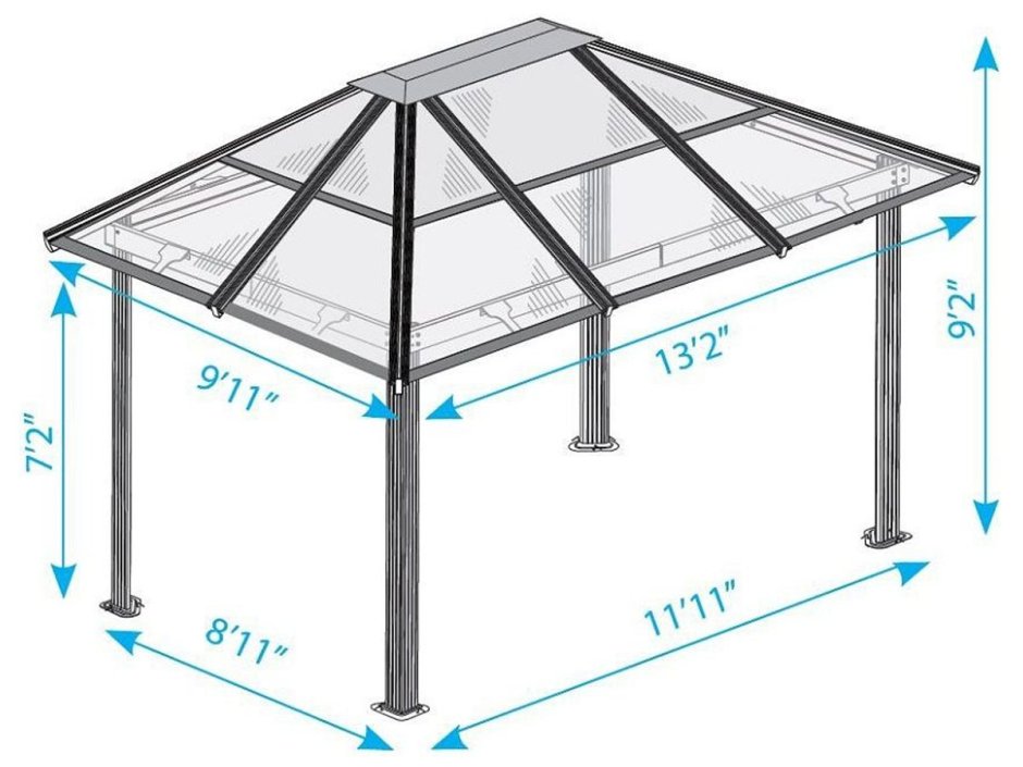Беседки с вальмовой крышей чертеж