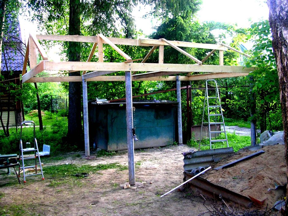 Навес из асбестоцементных труб