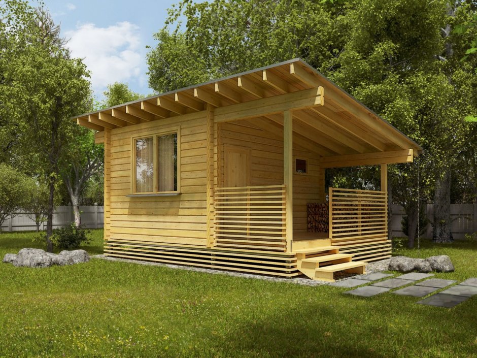Баня с односкатной крышей 3х5