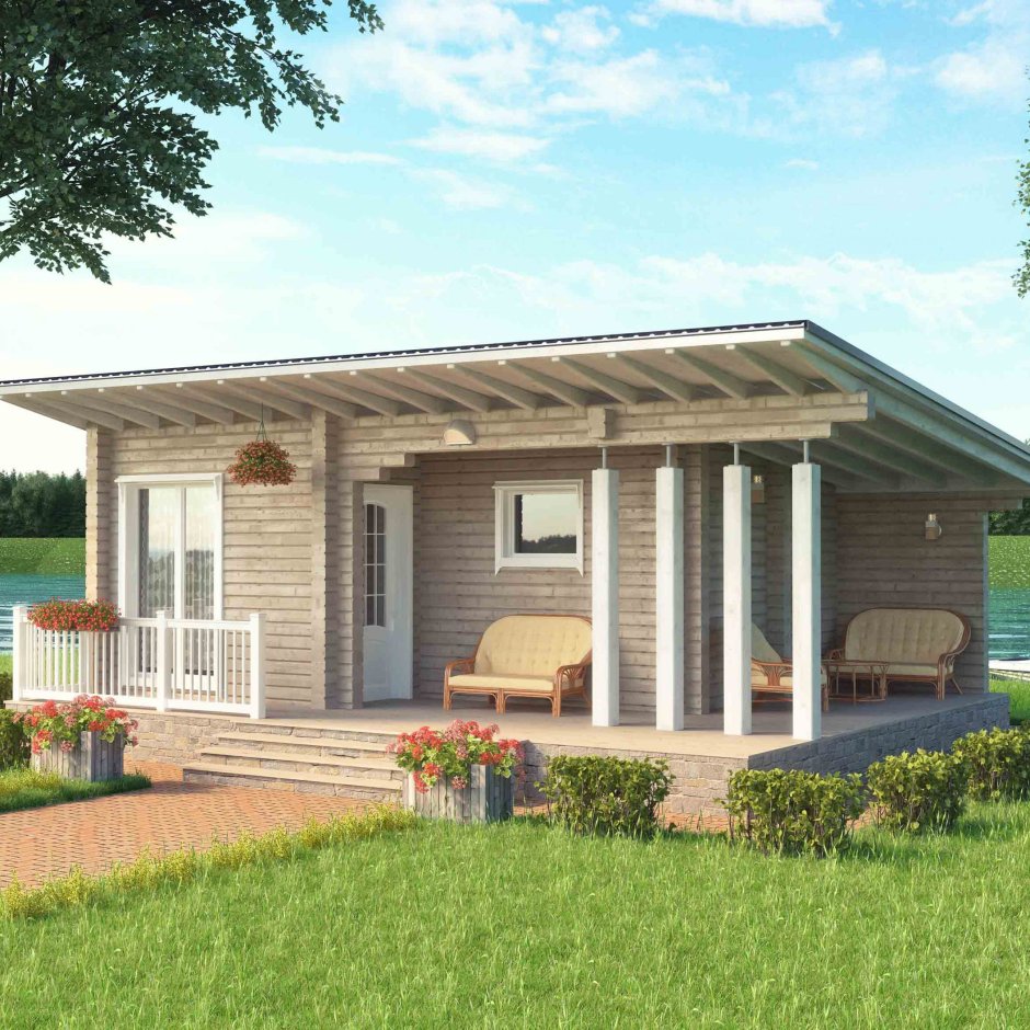 Маленький двухэтажный домик из бруса