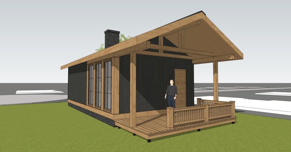 Баня 5х5 с односкатной крышей