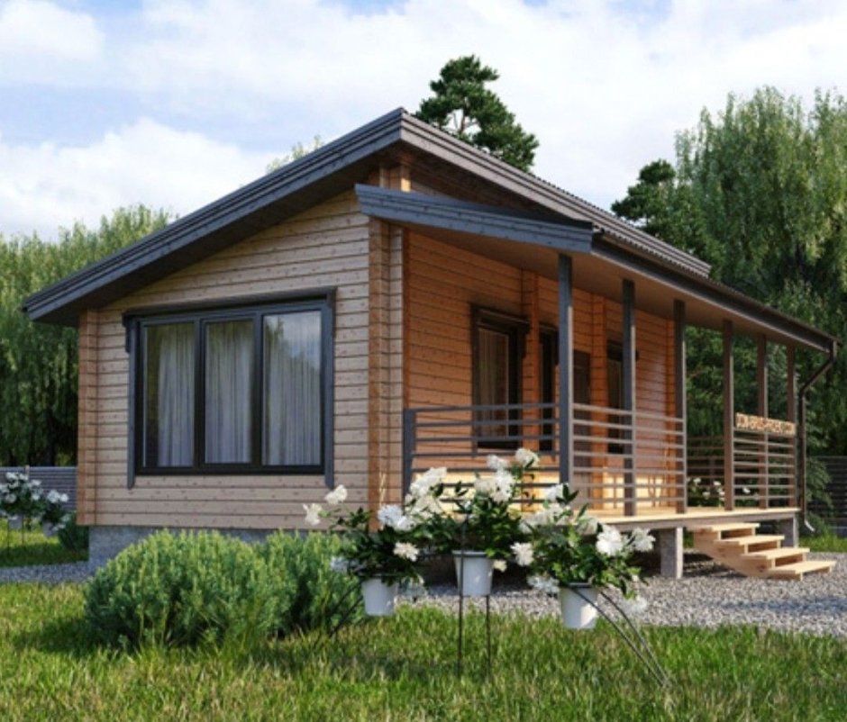 Дом 40 кв метров с односкатной крышей