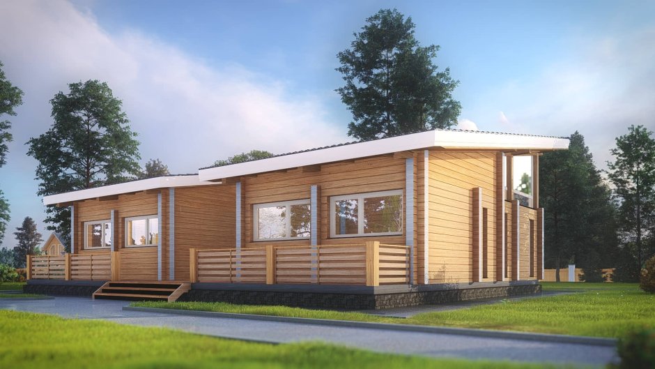 Баня из клееного бруса проекты с односкатной крышей