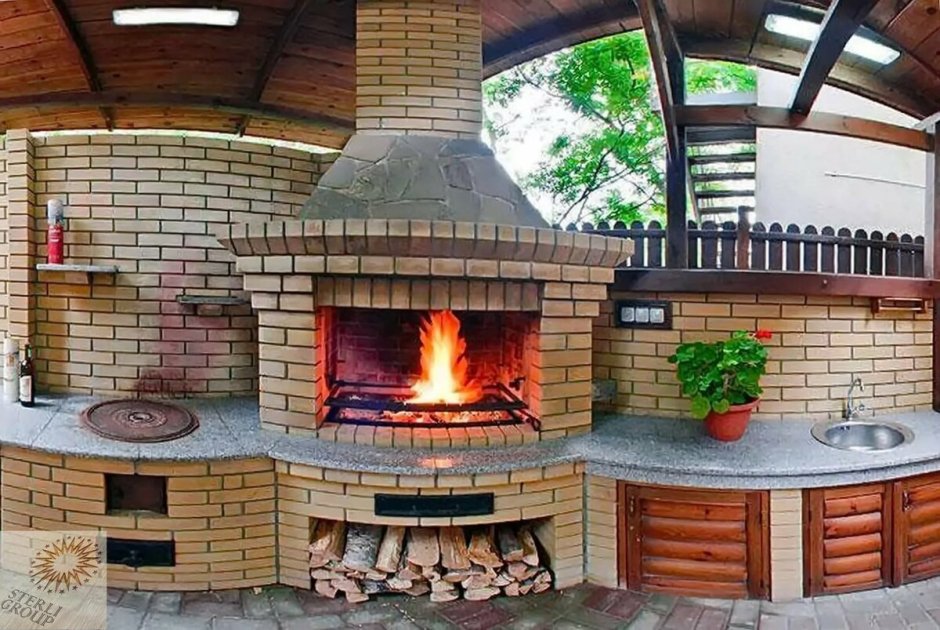 Барбекю из кирпича - мангальная зона.