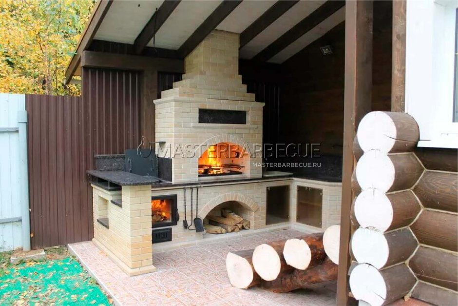 Камин мангал под навесом
