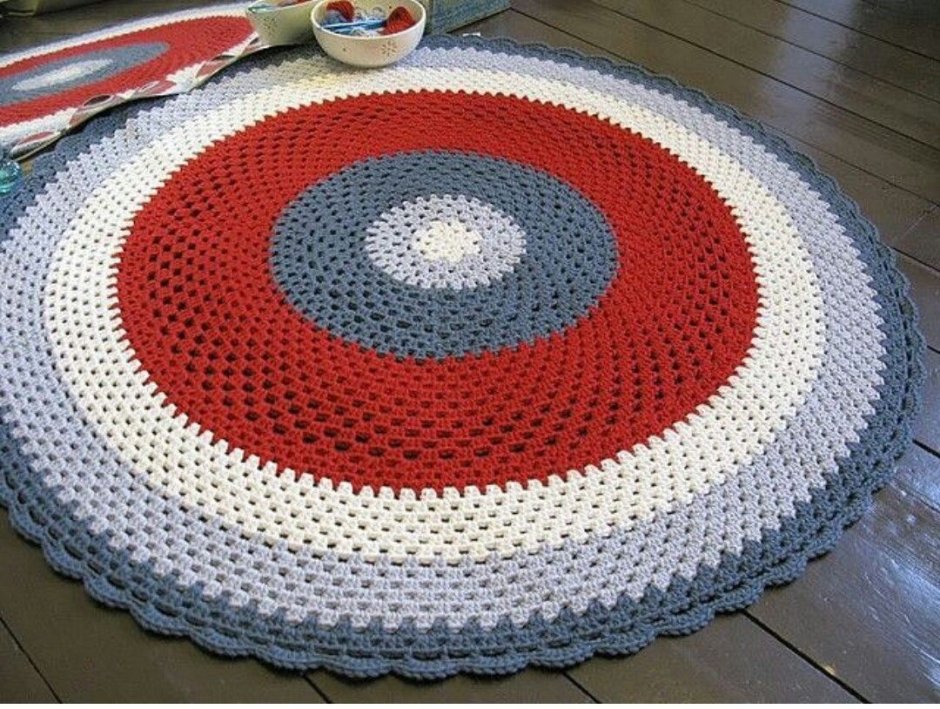 Круглый коврик крючком мастер класс