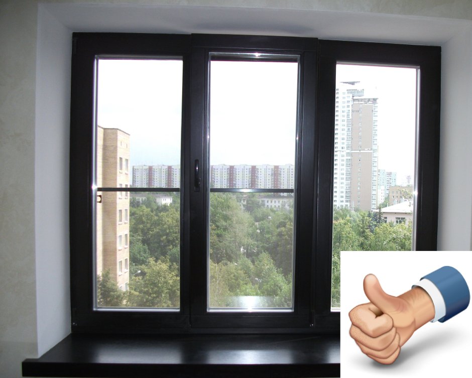 Черные пластиковые окна изнутри