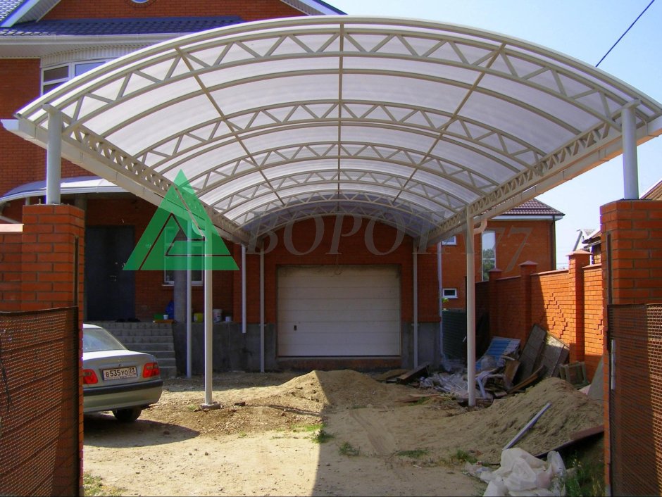 Навес арочный однотактный 10*6, поликарбонат