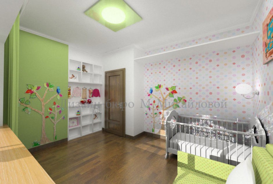 Интерьер комнаты для семьи с ребенком в однокомнатной квартире