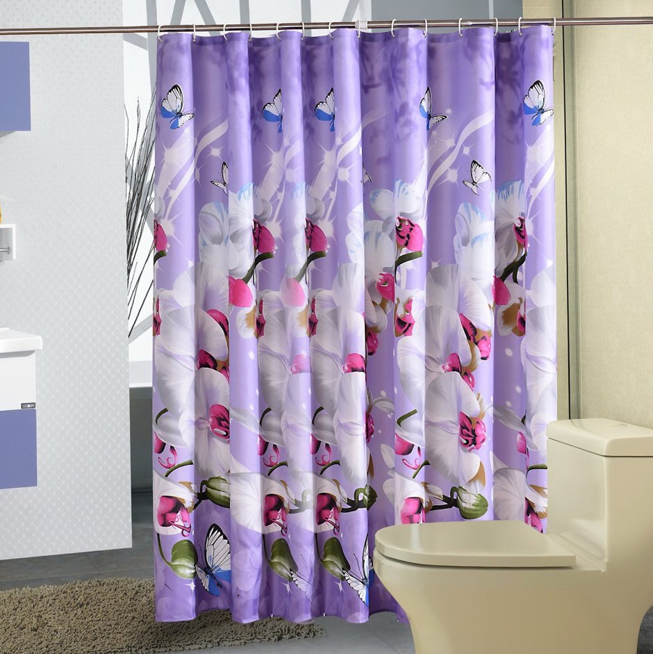 Штора для ванной фиолетовая